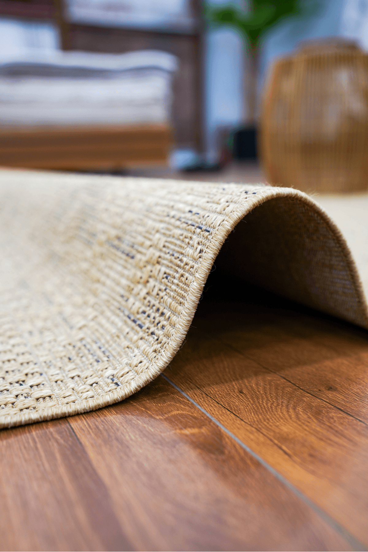 Beyrut 9103 Bej Sisal Jut Hasır Dekoratif Model Dokuma Hav Toz Vermez Halı Örme Kilim Yolluk