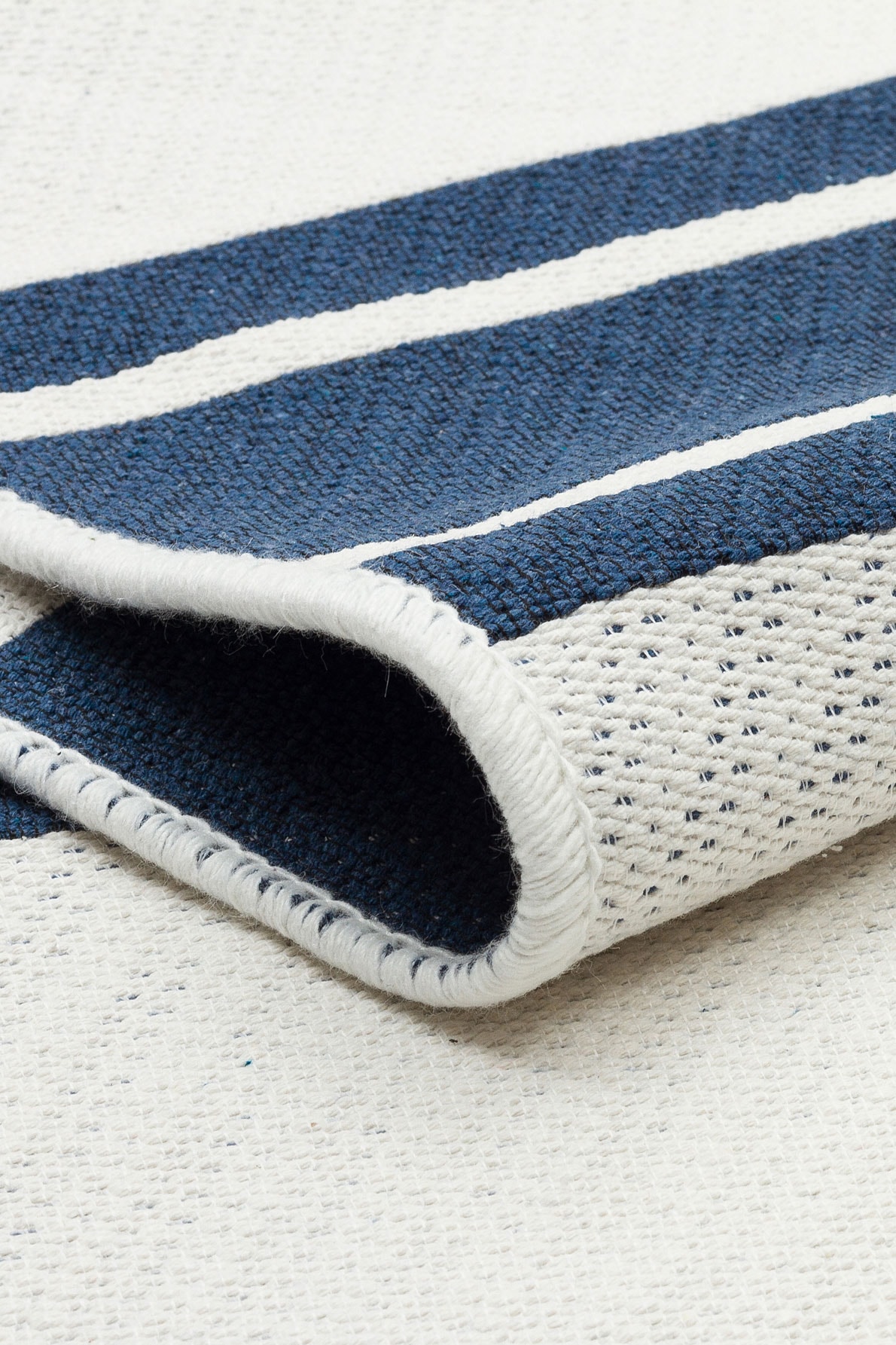 Arya 12 Mavi Çift Taraflı Pamuklu Renkli Kilim Makinede Yıkanabilir Banyo Balkon Mutfak Kilimi