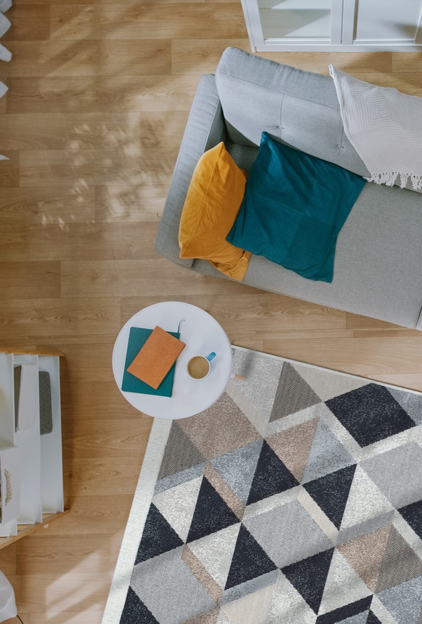 Arya 10 Bej Siyah Yıkanabilen Çift Taraflı Kilim