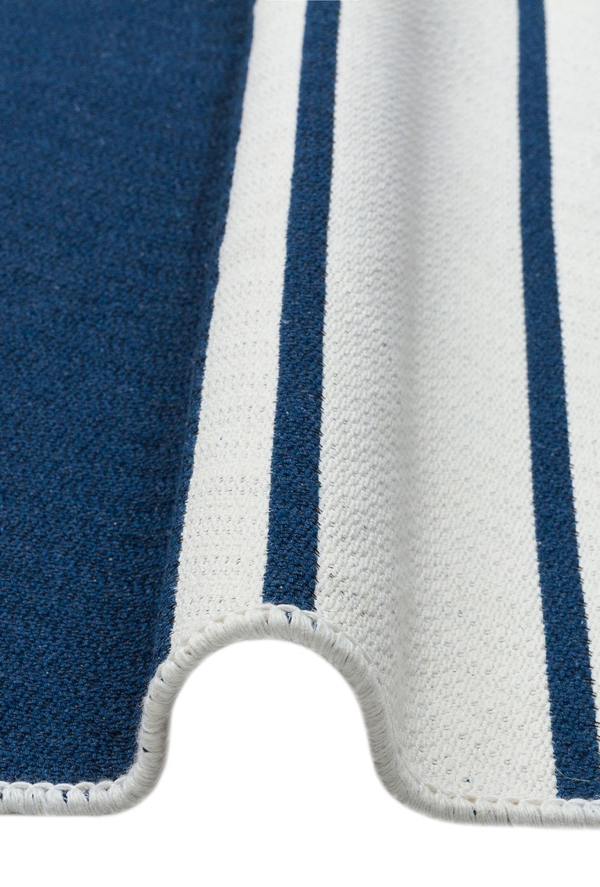 Arya 12 Mavi Çift Taraflı Pamuklu Renkli Kilim Makinede Yıkanabilir Banyo Balkon Mutfak Kilimi