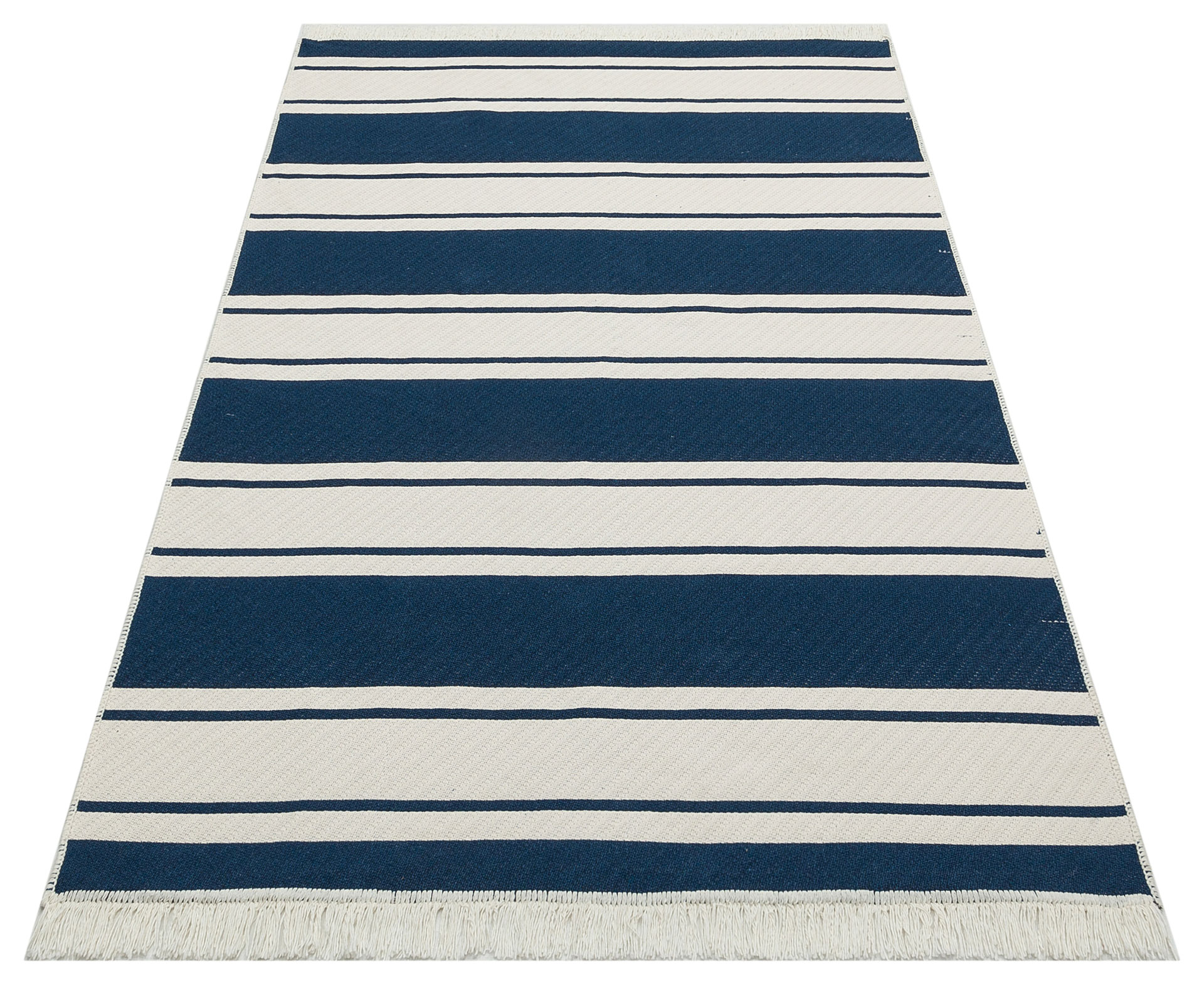 Arya 12 Mavi Çift Taraflı Pamuklu Renkli Kilim Makinede Yıkanabilir Banyo Balkon Mutfak Kilimi