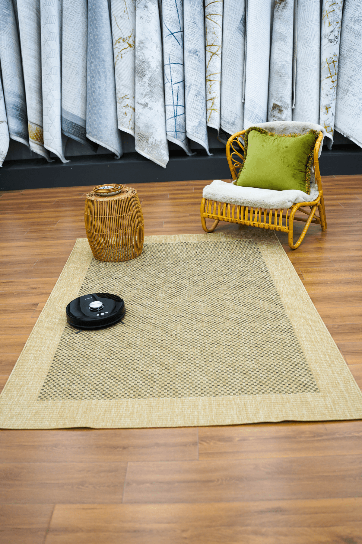 Beyrut 9102 Bej Sisal Jut Hasır Dekoratif Model Dokuma Hav Toz Vermez Halı Örme Kilim Yolluk