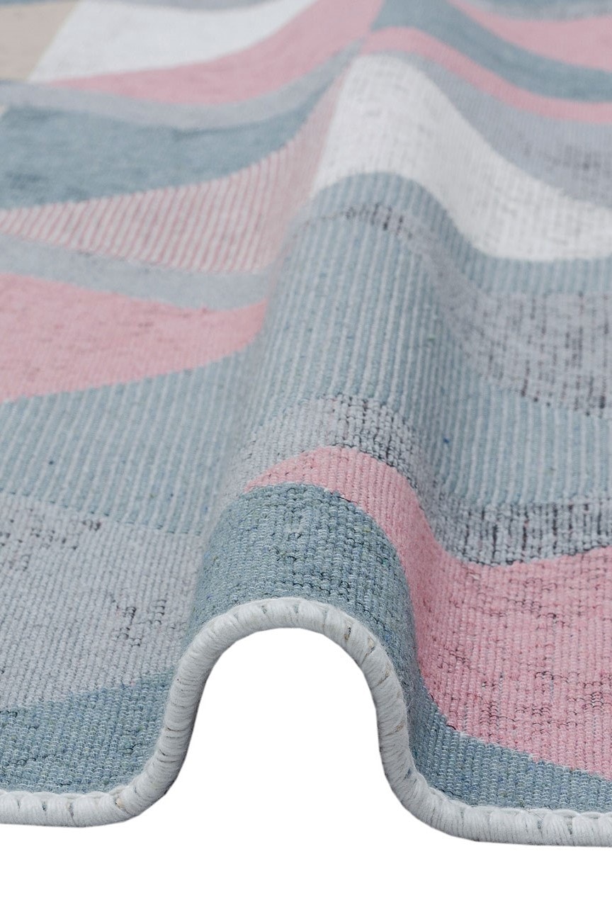 Arya 10 Mavi Pembe Yıkanabilen Çift Taraflı Kilim