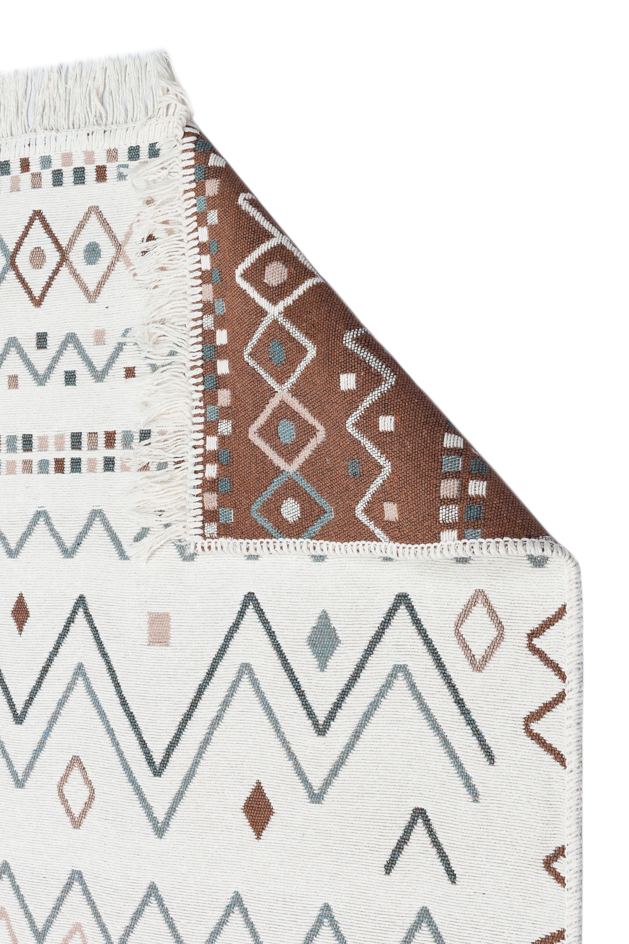 Arya 05 Bej Mavi Yıkanabilen Çift Taraflı Kilim