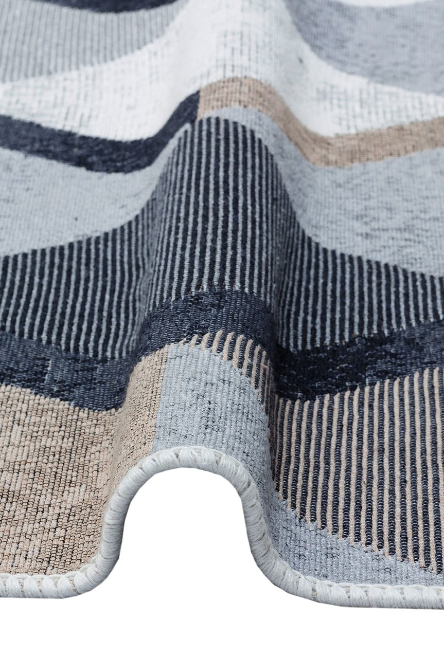 Arya 10 Bej Siyah Yıkanabilen Çift Taraflı Kilim