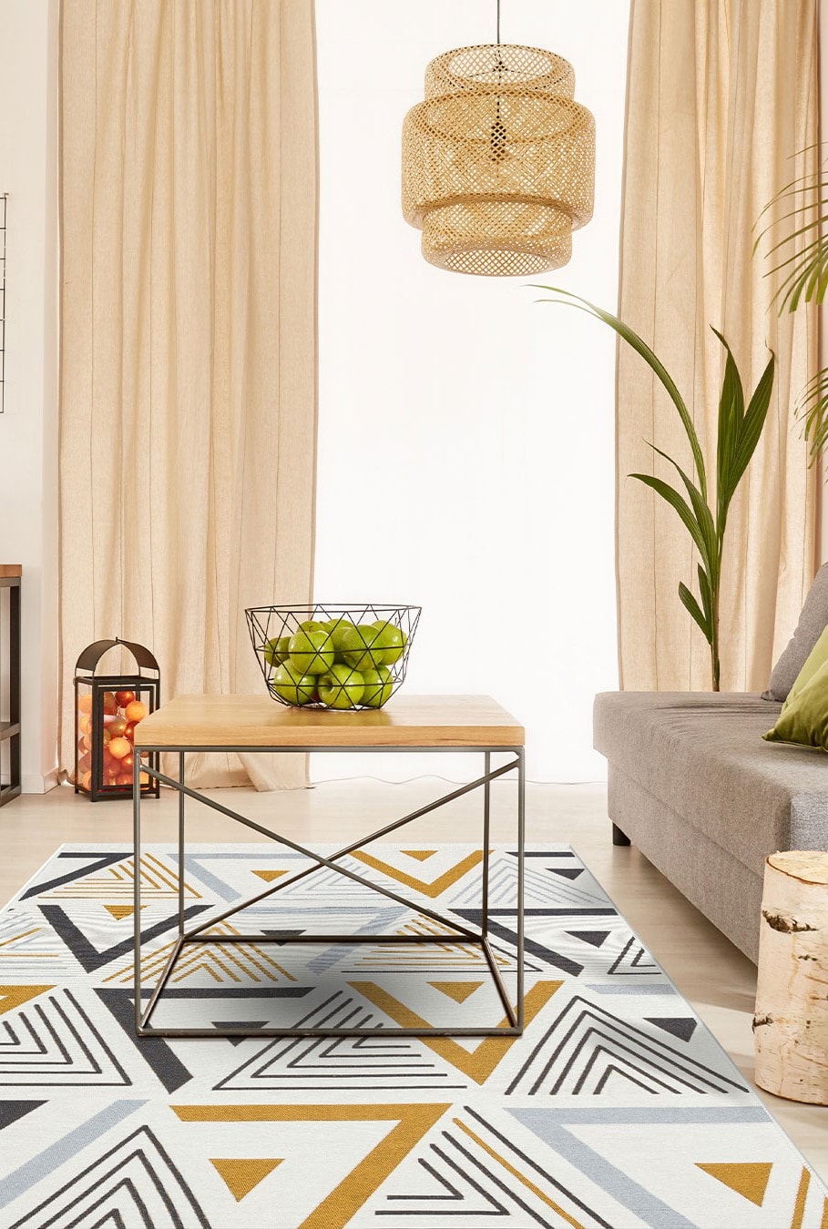 Arya 18 Sarı Yıkanabilen Çift Taraflı Kilim