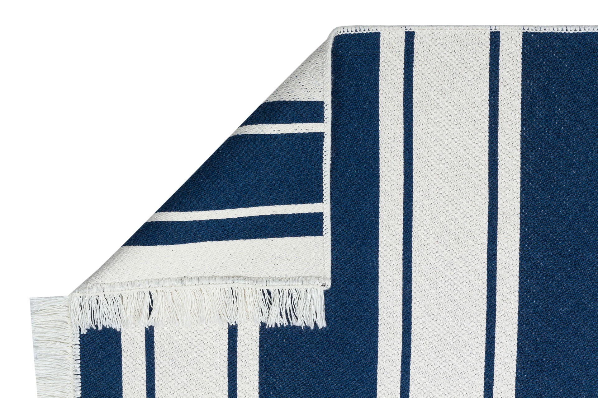 Arya 12 Mavi Çift Taraflı Pamuklu Renkli Kilim Makinede Yıkanabilir Banyo Balkon Mutfak Kilimi