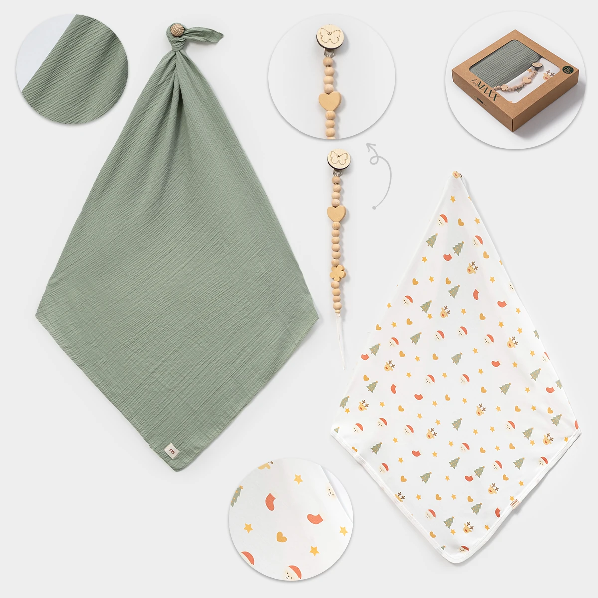 LOVEMAXX Christmas Müslin Penye Battaniye Set