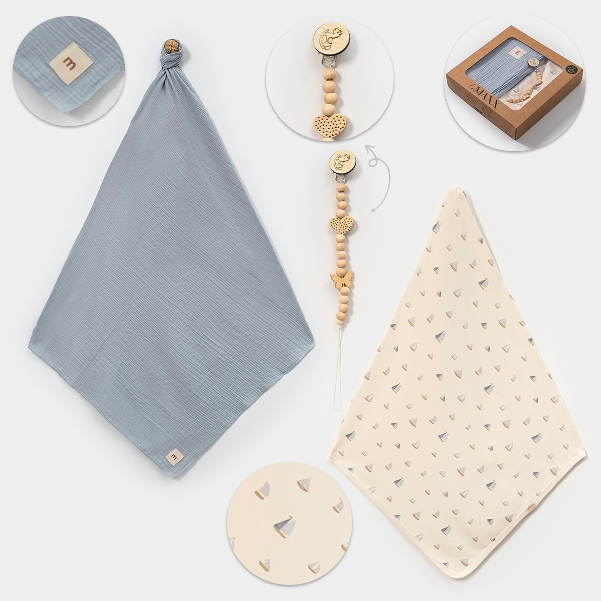 LOVEMAXX Yelken Müslin Penye Battanite Set