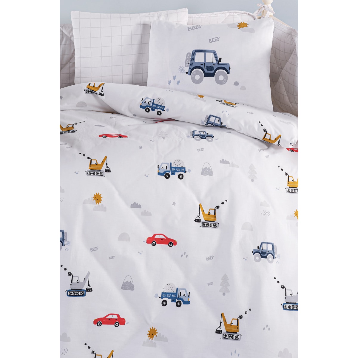 Digger Cars %100 Pamuk 4'lü Park Yatak Nevresim Takımı