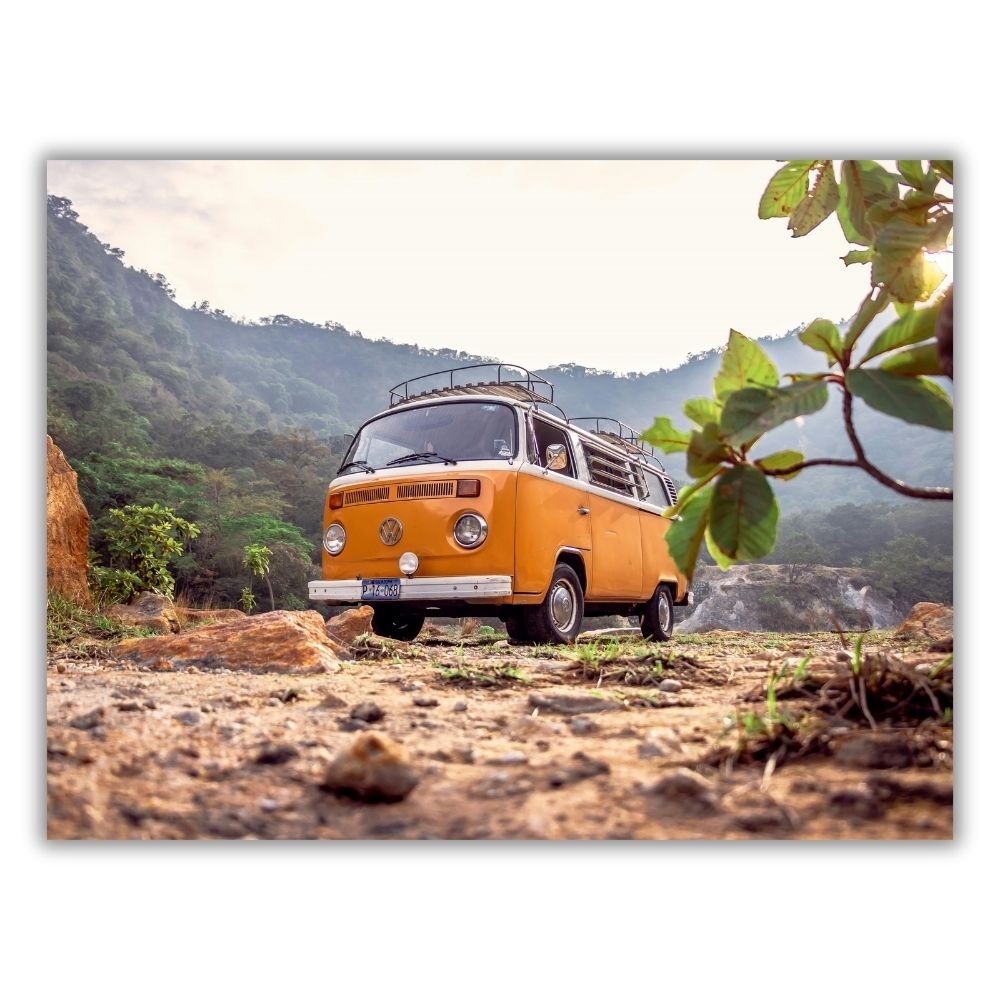 Volkswagen Turuncu Retro Minibüs Kanvas Tablo