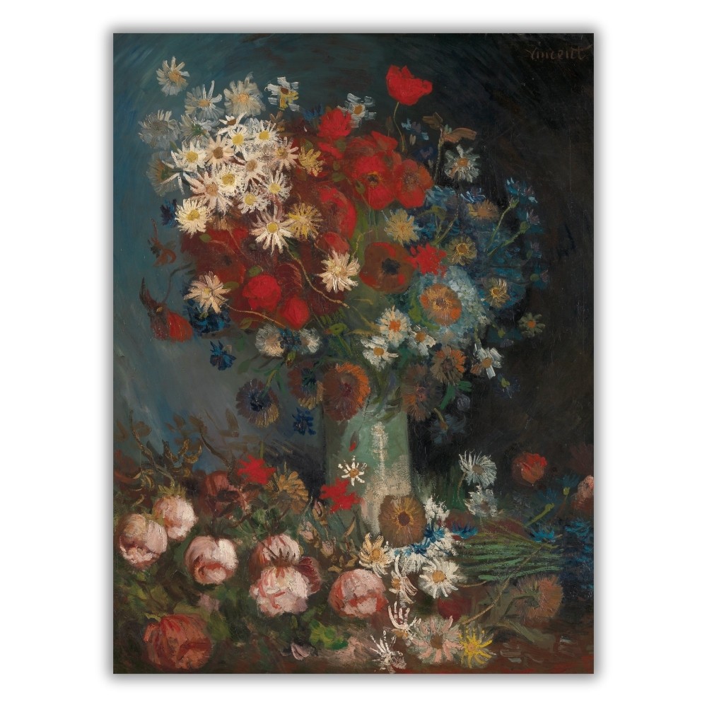 Çayır Çiçekleri ve Gülleri İle Natürmort Kanvas Tablo - Vincent van Gogh