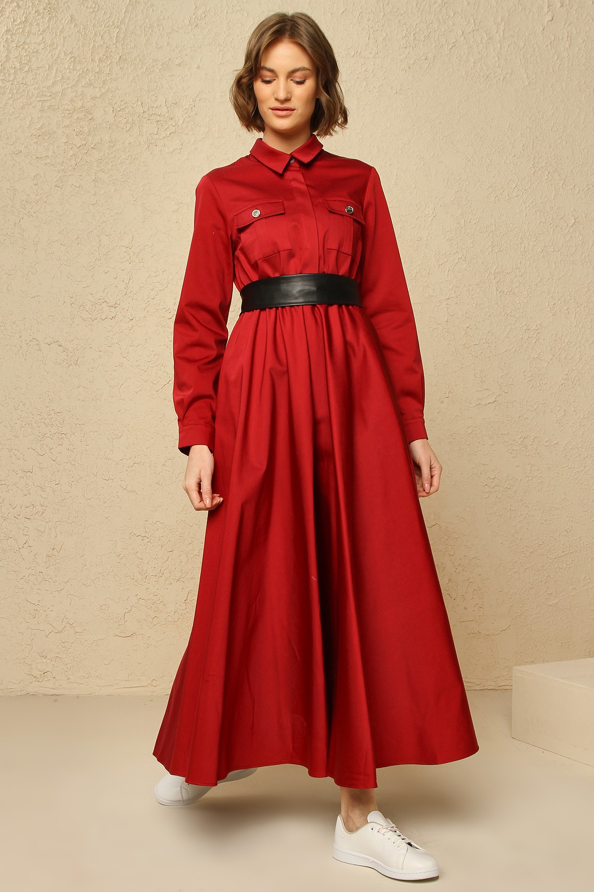 Pocket Detailed Dress - Red