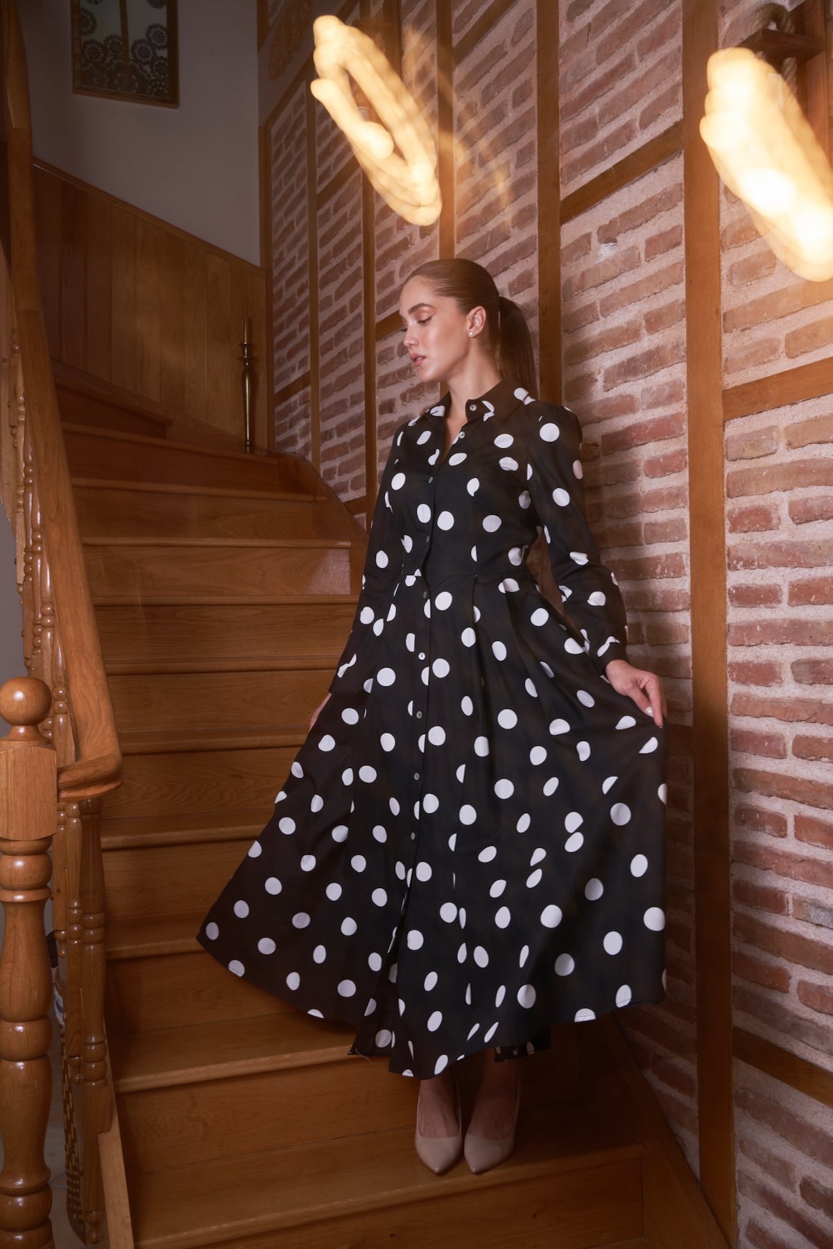 Toevou Dress - Black with Dots
