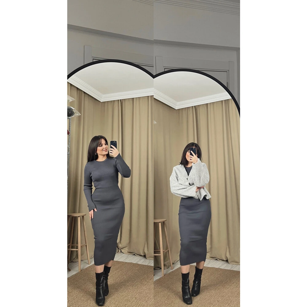 Triko elbise antrasit