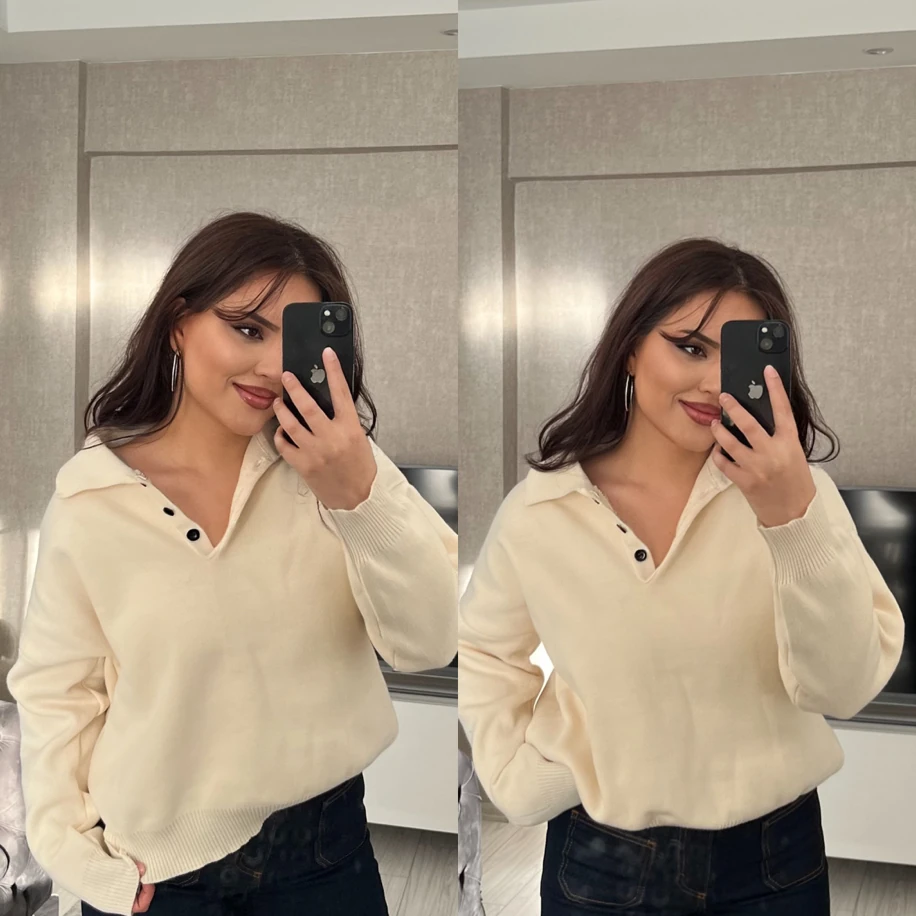 Polo yaka kazak ekru