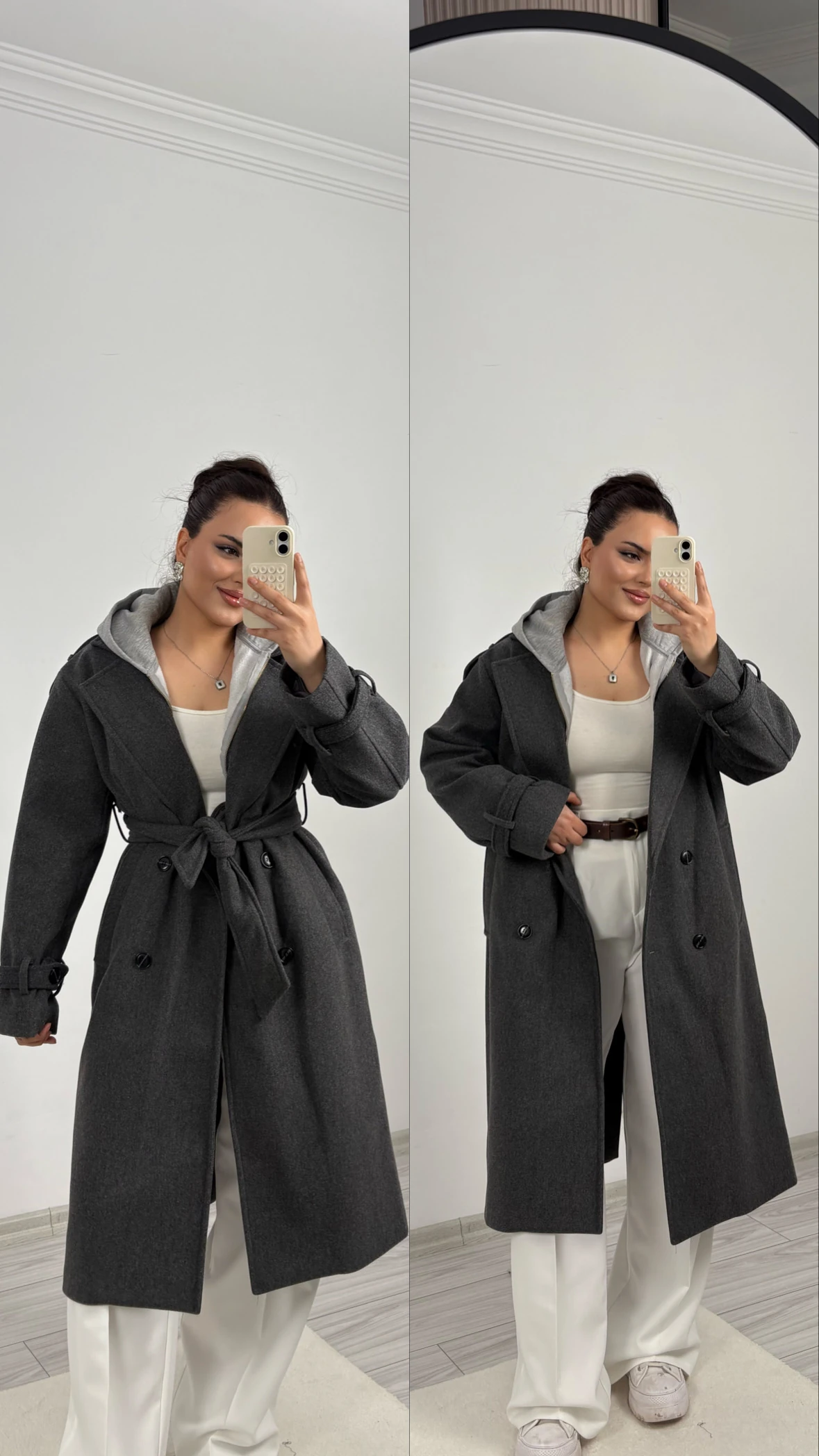 İthal premium kaşe kaban antrasit