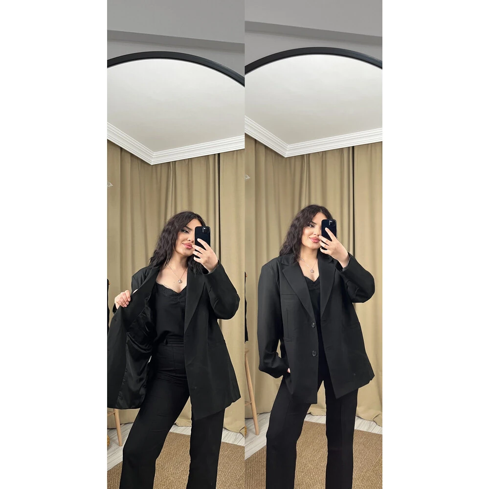 Oversize kalıp blazer ceket siyah