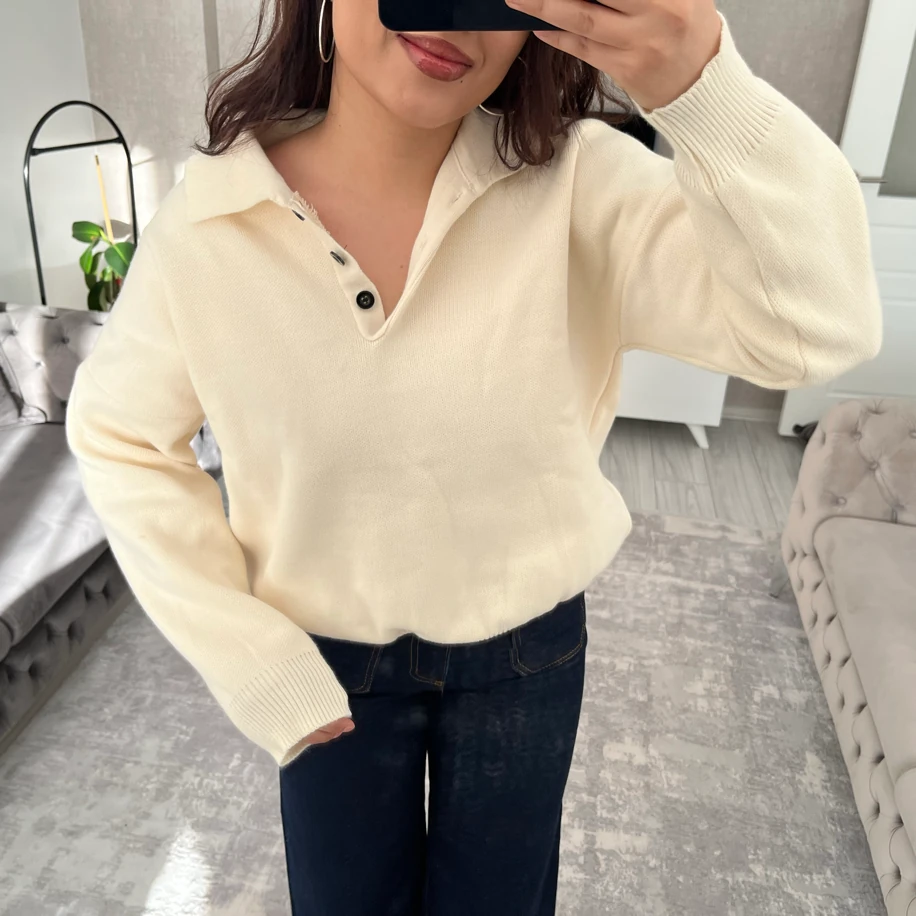 Polo yaka kazak ekru