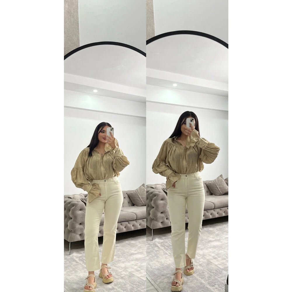 Zra premium kalite toparlayıcı krem rengi jean