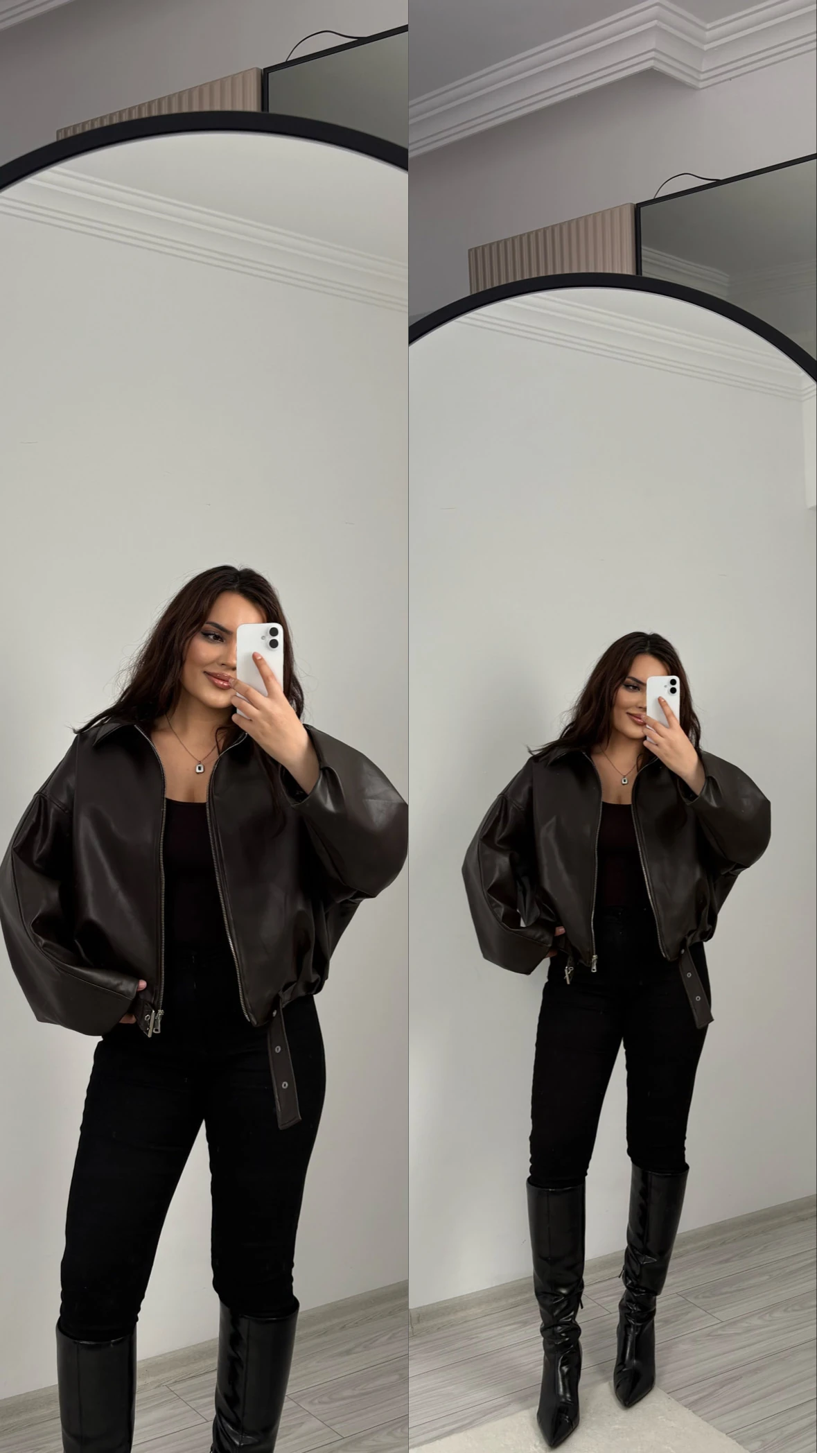 kemerli deri ceket acı kahve