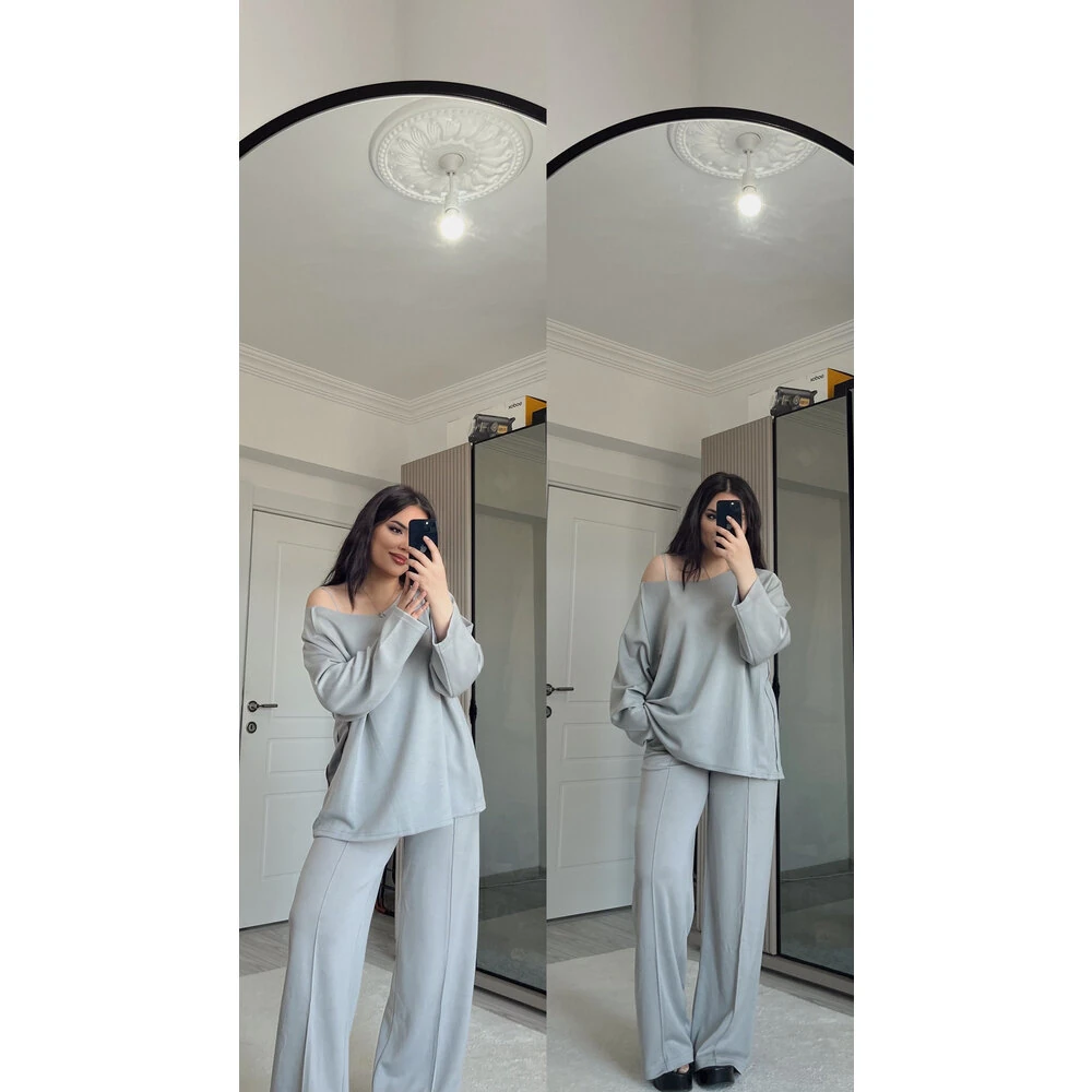 Modal salaş takım açık gri