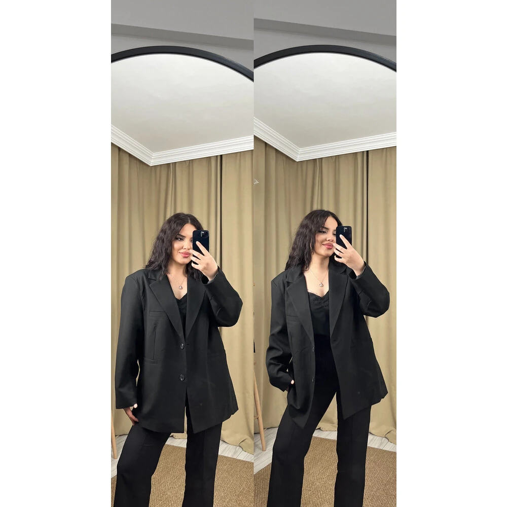 Oversize kalıp blazer ceket siyah