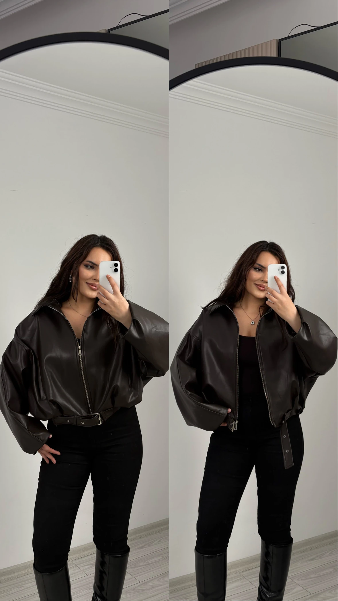 kemerli deri ceket acı kahve