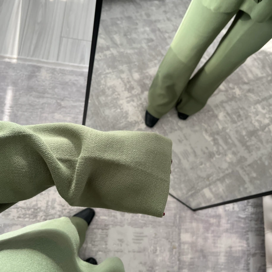 V yaka triko ikili takım yeşil