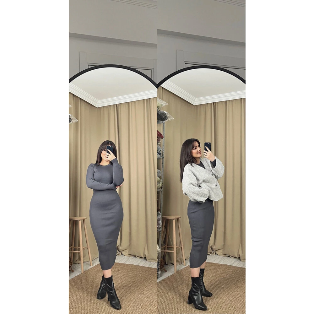 Triko elbise antrasit