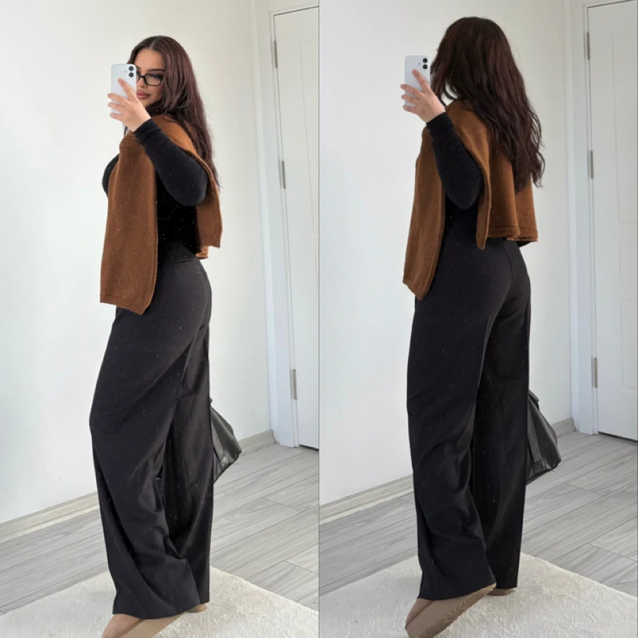 Premium siyah palazzo pantolon