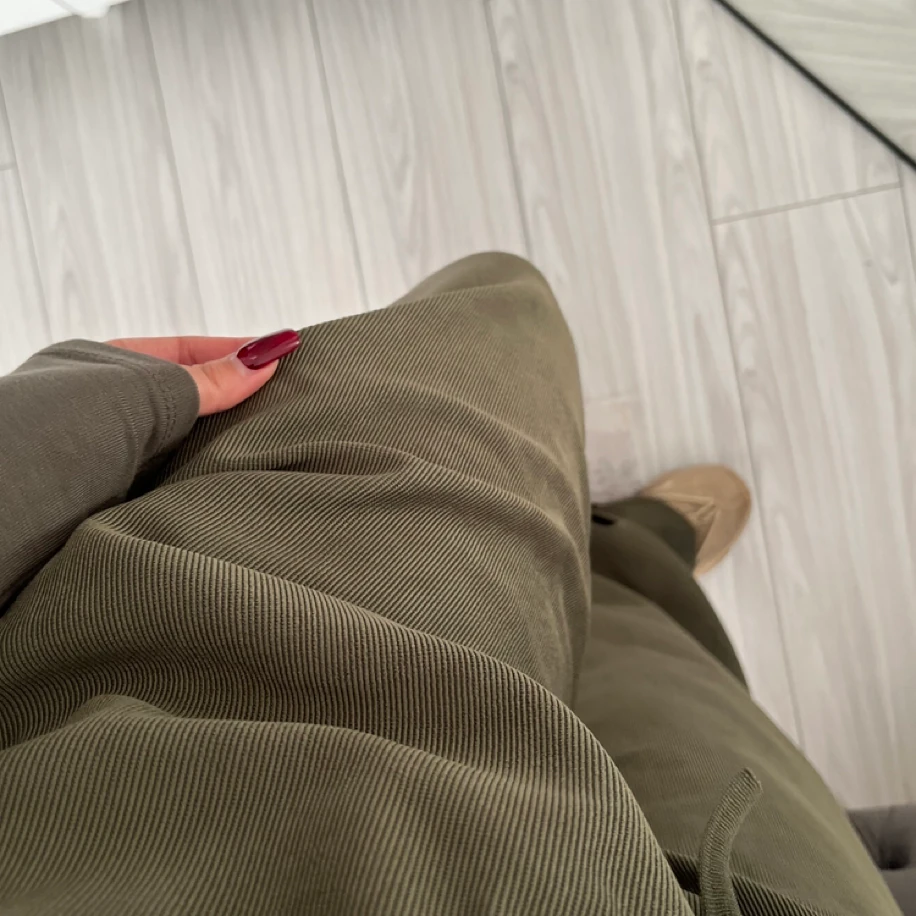 ince kemerli fitilli eşofman altı haki