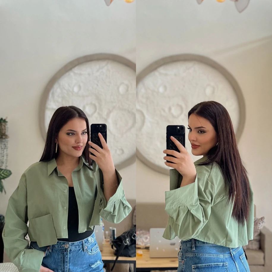 Kısa boy gömlek haki