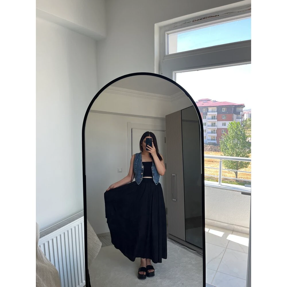 Siyah gofre astarlı etek