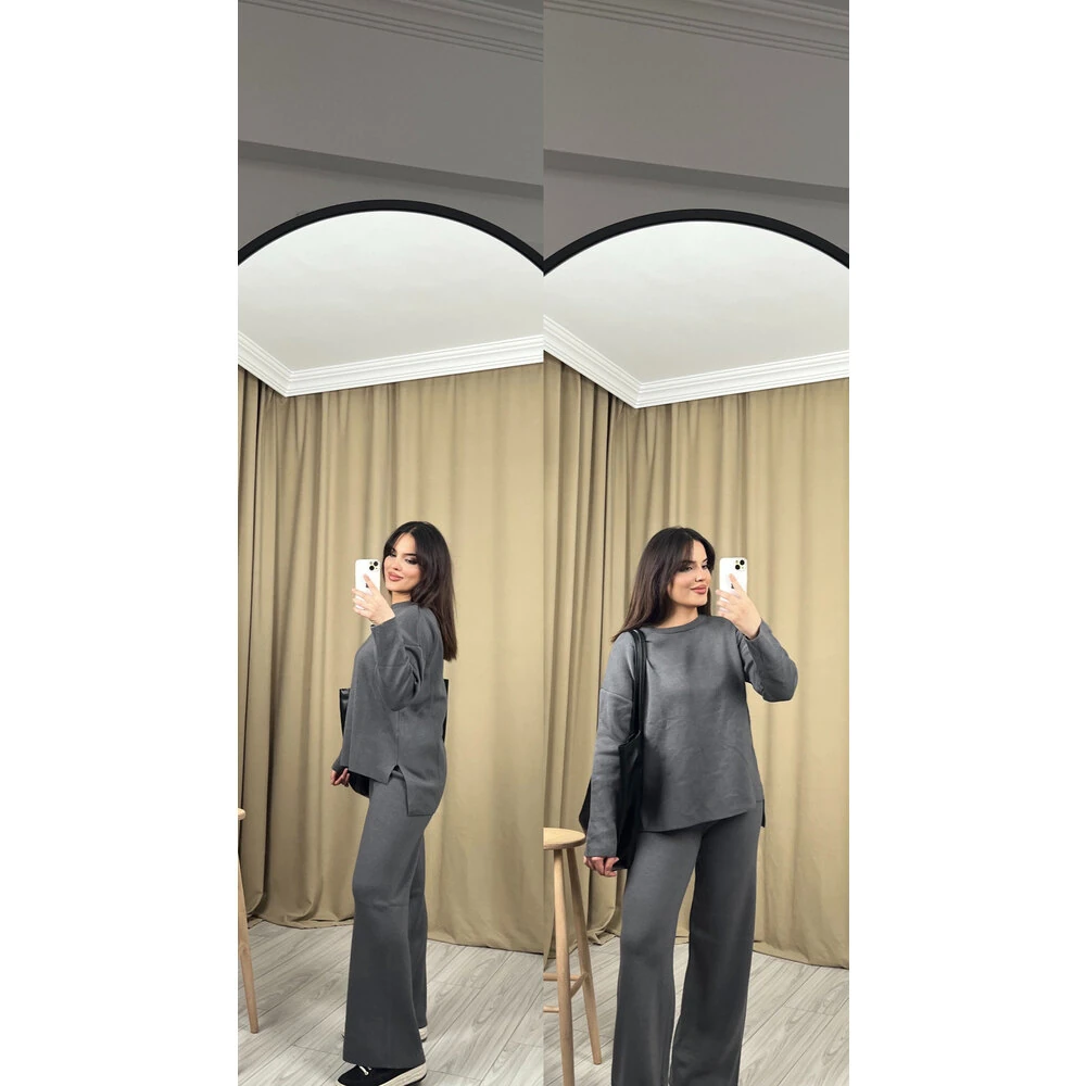 Bol paça triko takım gri