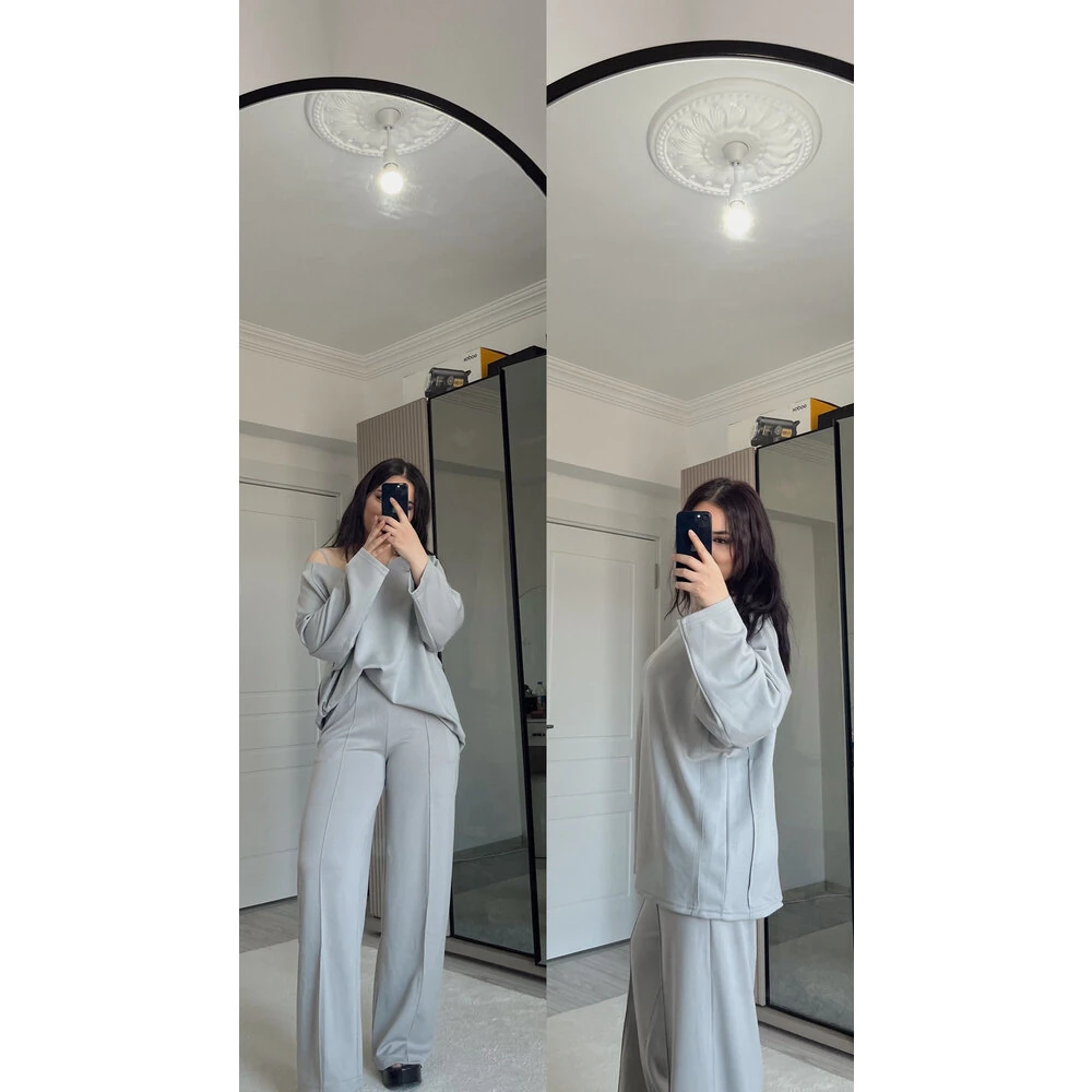 Modal salaş takım açık gri