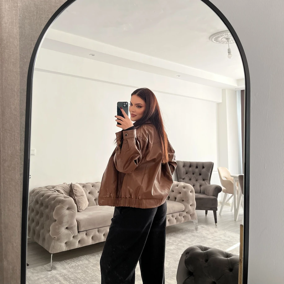 Deri ceket kahverengi