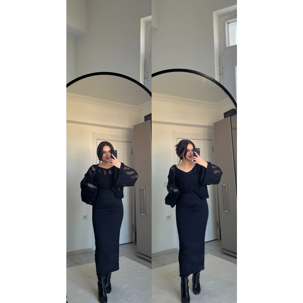 Siyah kalem etek likralı