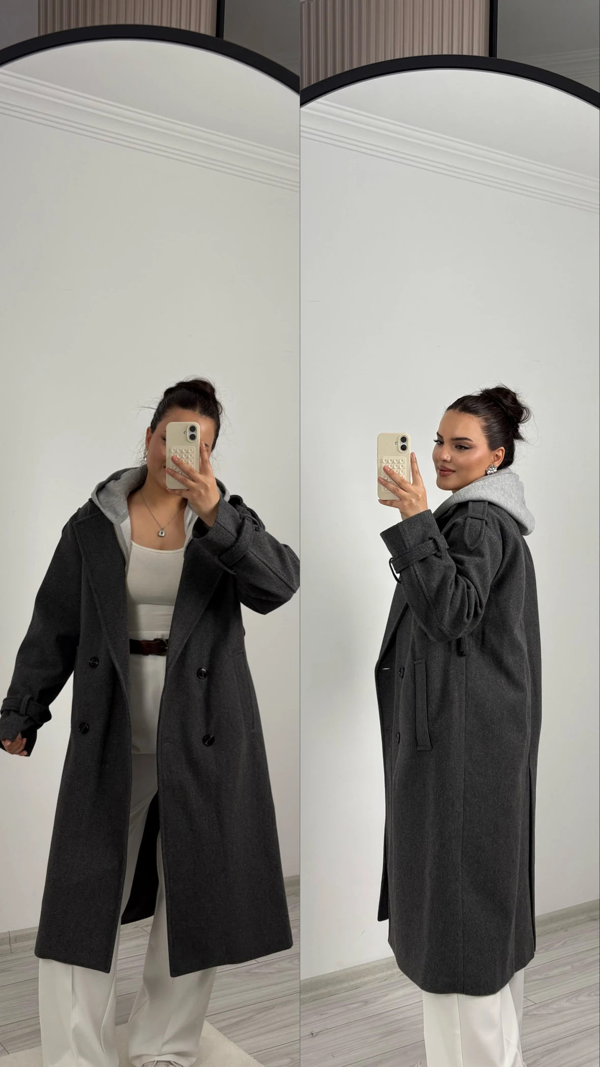 İthal premium kaşe kaban antrasit