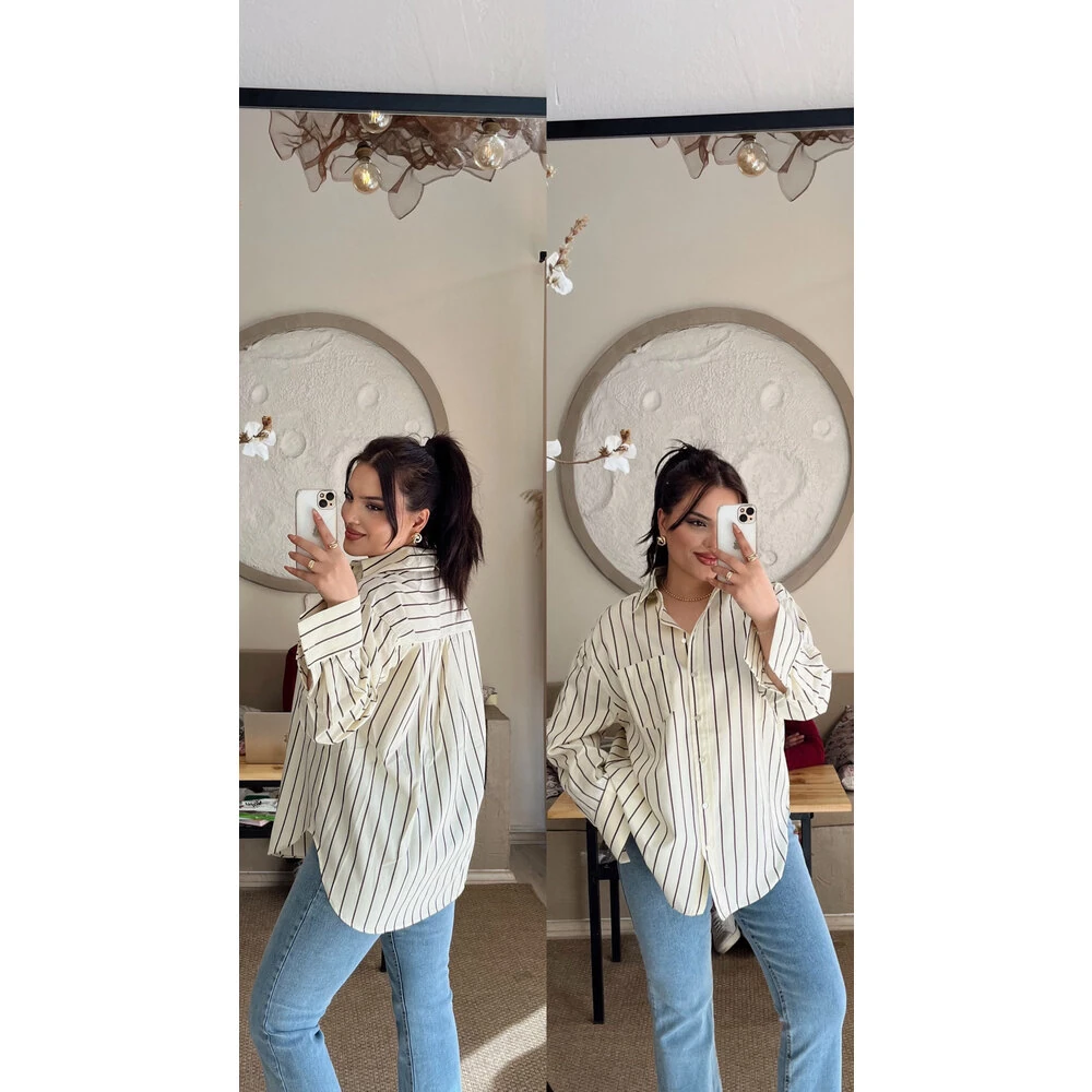 Çizgili premium gömlek sarı