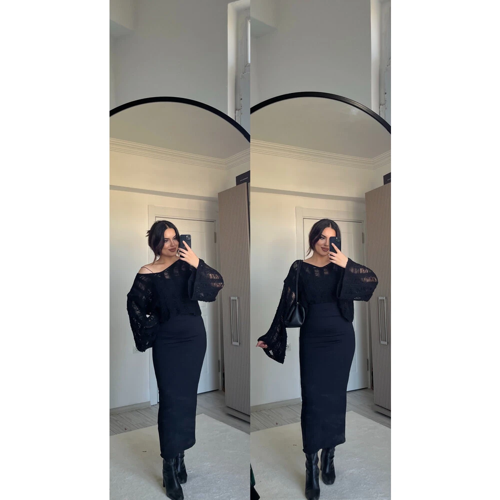 Siyah kalem etek likralı