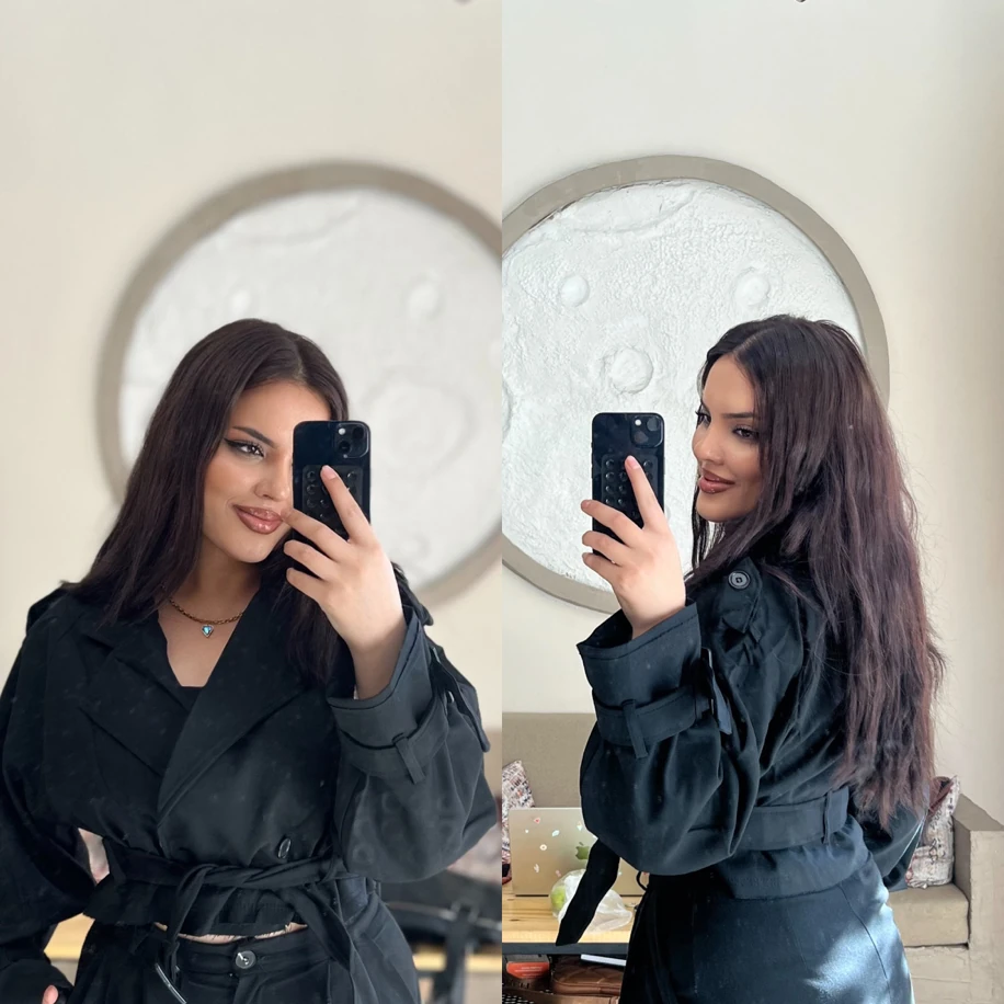 Premium kısa trençkot siyah