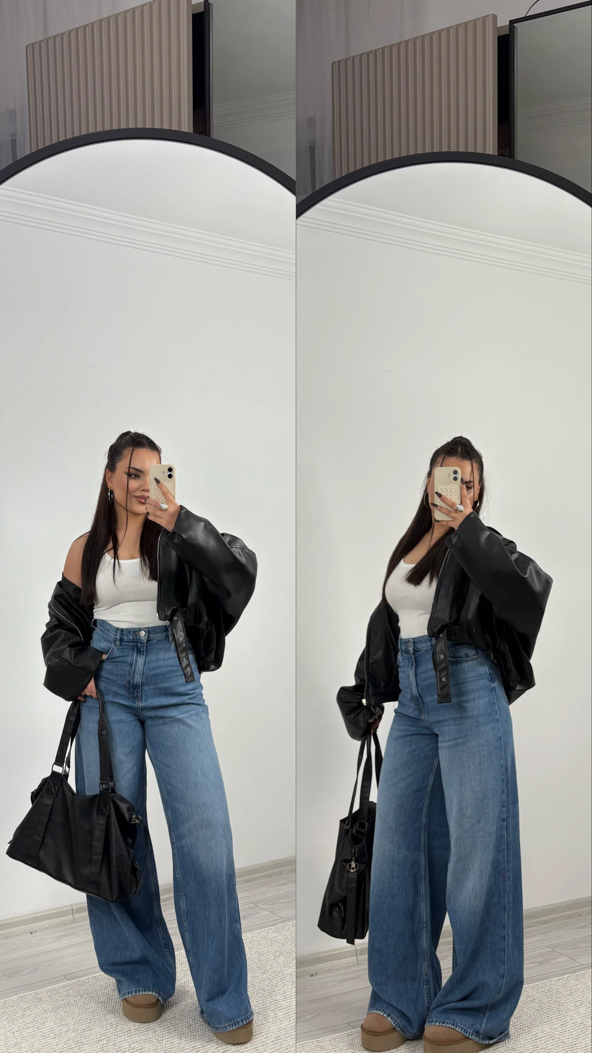 ultra yüksek bel bol paça jean