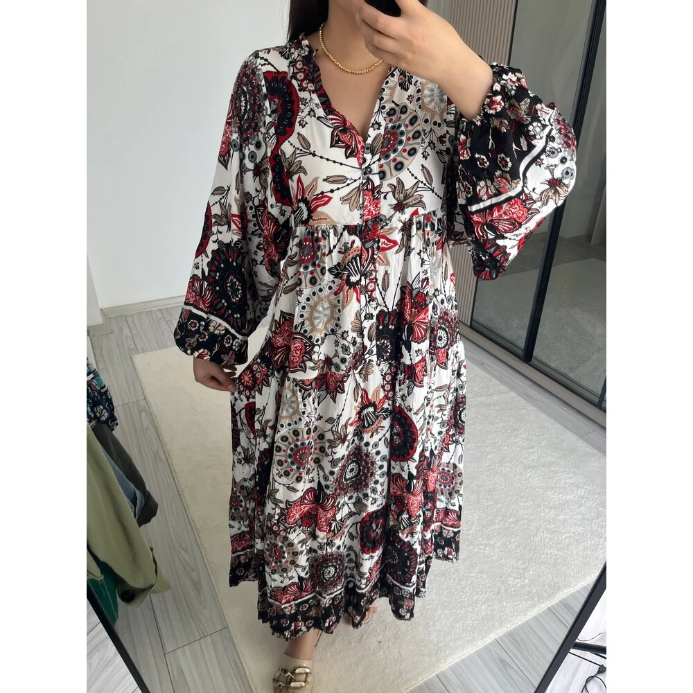 Salaş viskon elbise kırmızı