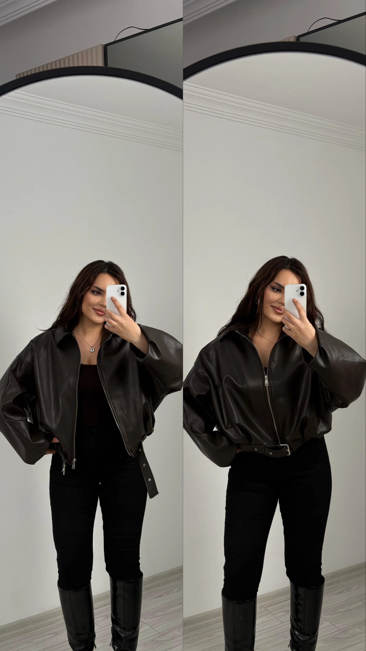 kemerli deri ceket acı kahve