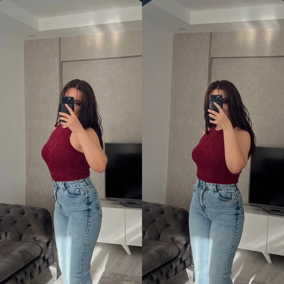 Zra toparlayıcı yüksek bel mavi jean