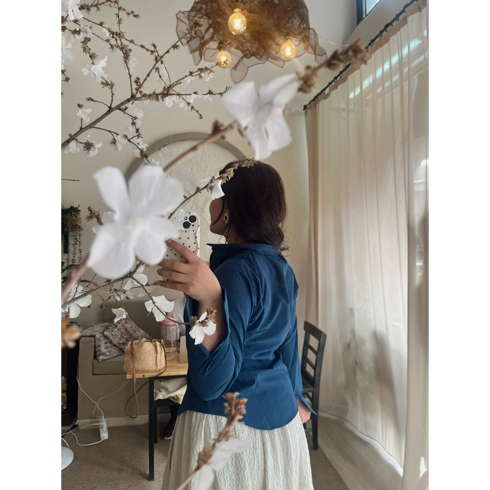 Basic belden oturtmalı gömlek lacivert