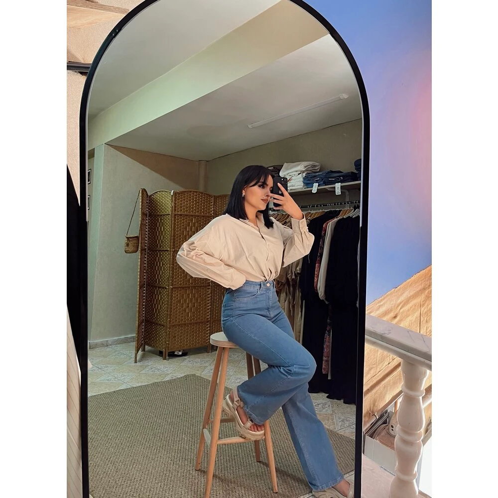 yüksek bel buz mavisi jean