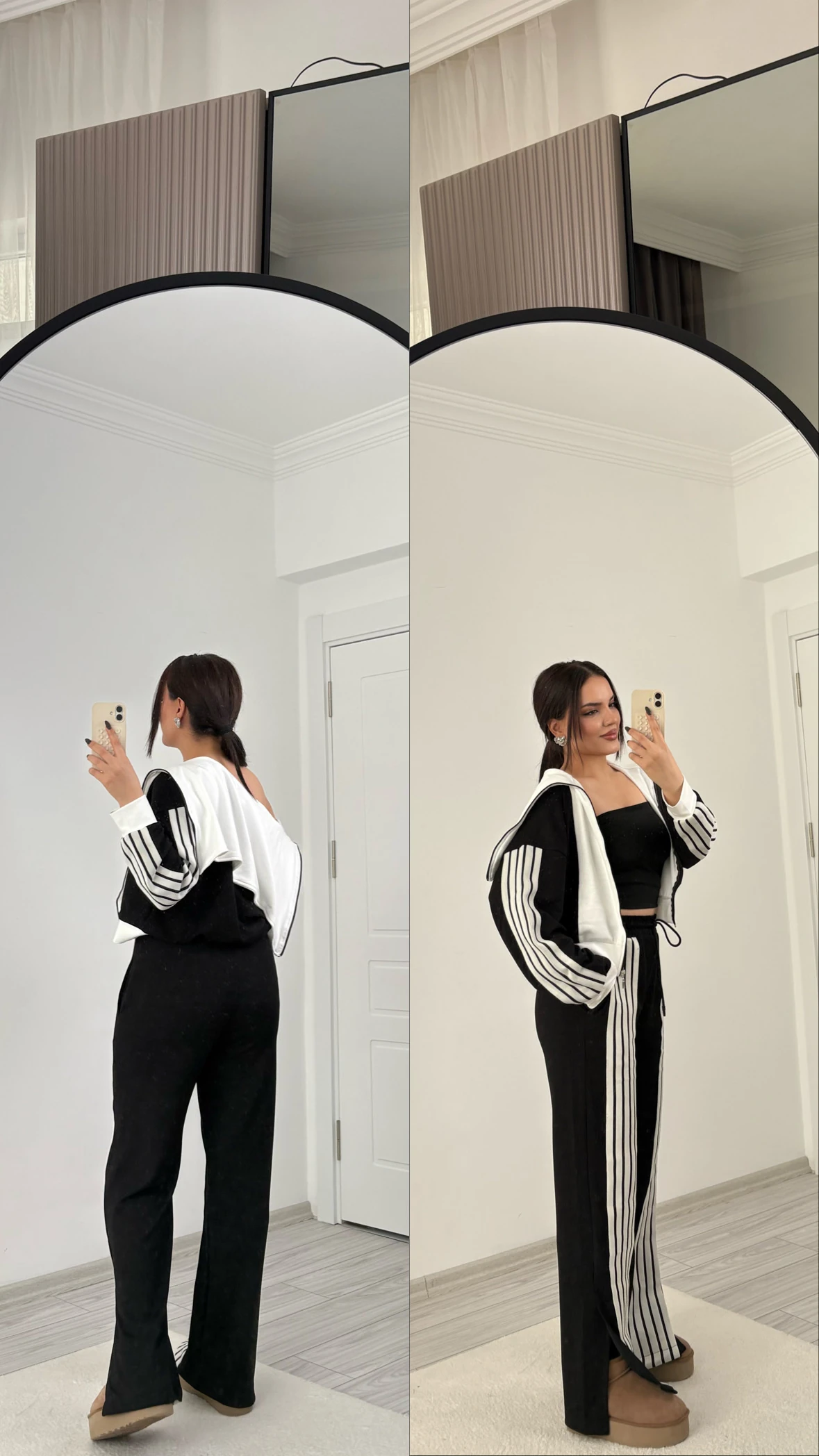 şeritli takım siyah