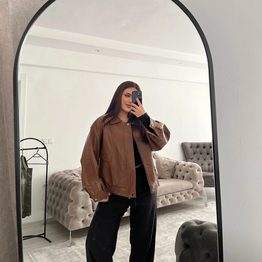 Deri ceket kahverengi